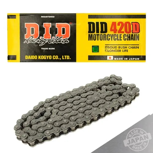 Cadena DID 420 D x 112 reforzada con buje sólido