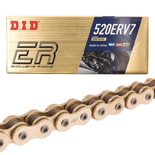 Cadena DID 520 ERV2Z x 120 X-Ring dorada Racing