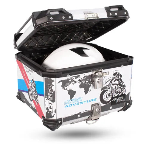 Caja portaequipaje Armor Road de aluminio 56 L negra vista principal