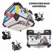 Caja portaequipaje Armor Road de aluminio 56 L negra detalles