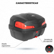 Caja portaequipaje Kinlley 36 L negra detalles