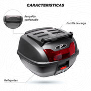 Caja portaequipaje Kinlley 40 L con respaldo y base de carga vista adicional