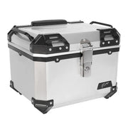 Caja portaequipaje Kinlley 45 L plata con respaldo y forro vista principal