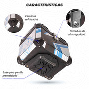 Caja portaequipaje Kinlley Adventure 47 L azul detalles