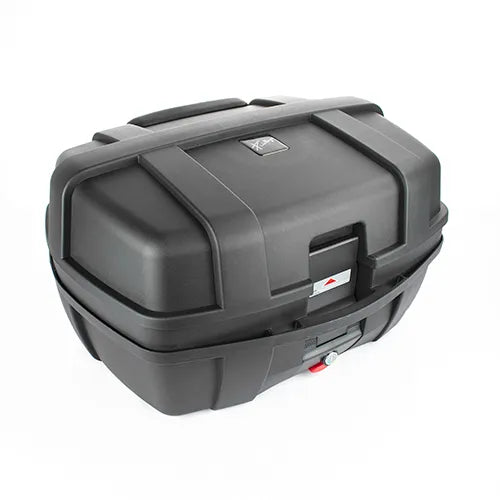 Caja portaequipaje Kinlley 47 L con respaldo y parrilla vista principal