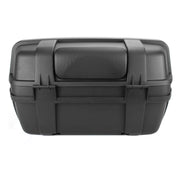 Caja portaequipaje Kinlley 47 L con respaldo y parrilla detalles