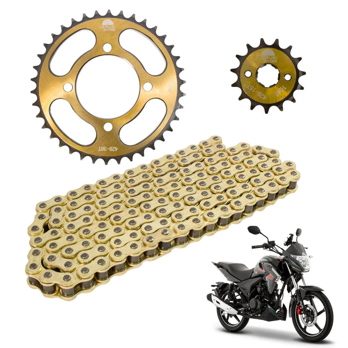 Kit de tracción para 125z - 38 D y 15 D cadena reforzada 428 H x 104 L dorada Leiruki