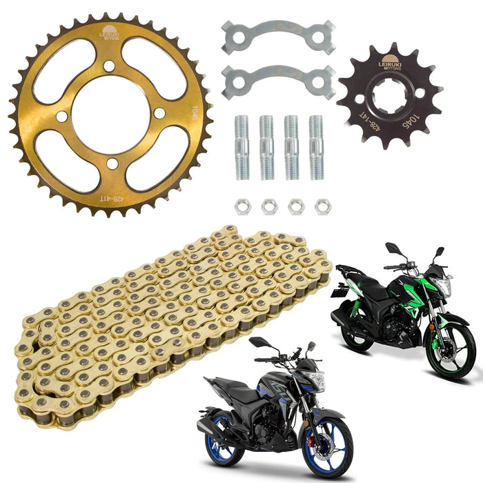 Kit de tracción para 150Z 150SZ - 41 D y 14 D cadena 428 H x 118 L dorada Leiruki