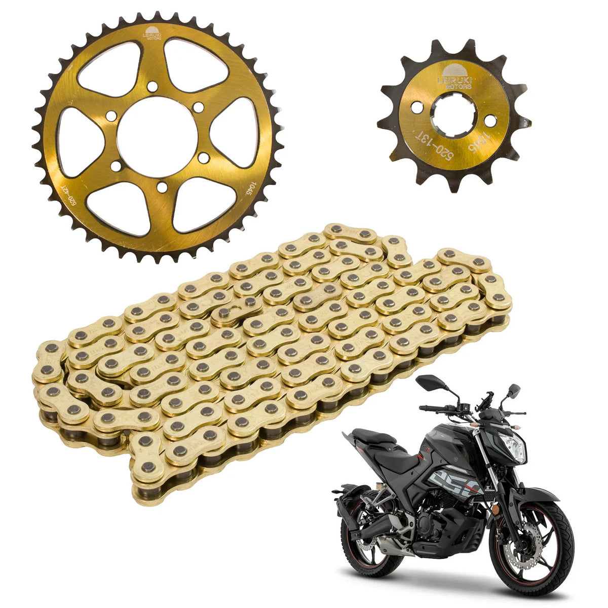 Kit de tracción para 250z - 42 D y 13 D cadena reforzada 520 H x 120 L dorada Leiruki