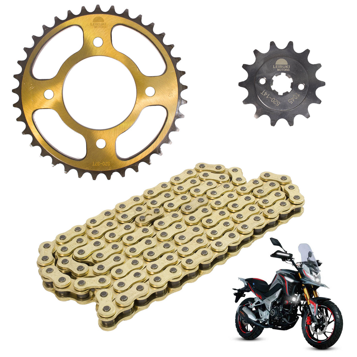 Kit de tracción para Alpina 300 - 37 D y 14 D cadena reforzada 520 H X 106 L dorada Leiruki