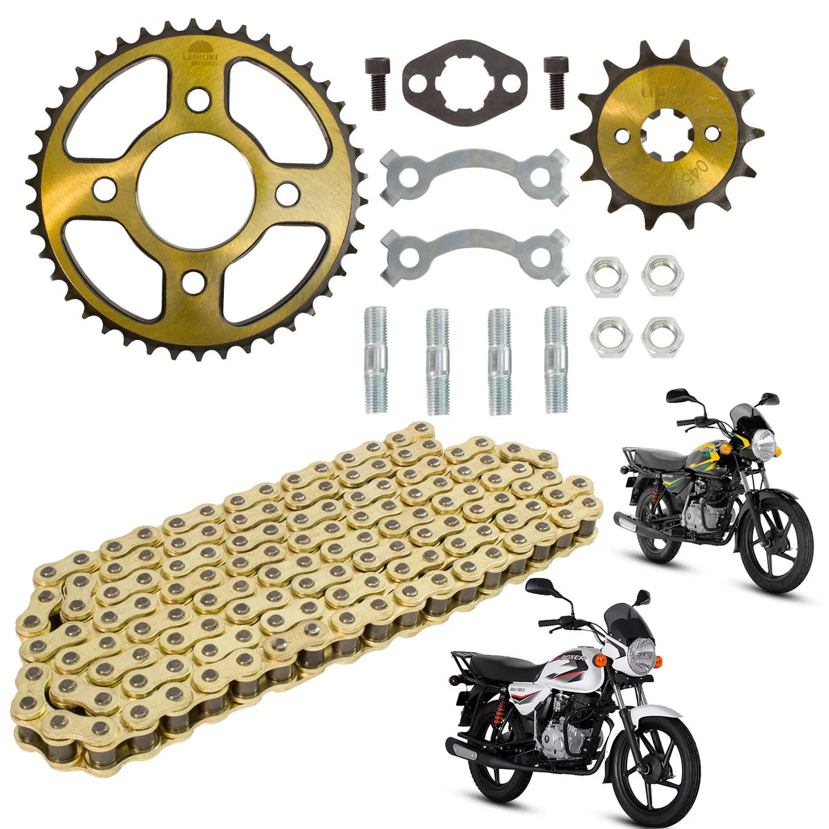 Kit de tracción para Boxer 150 - 42 D y 14 D cadena 428 H x 122 L dorada Leiruki