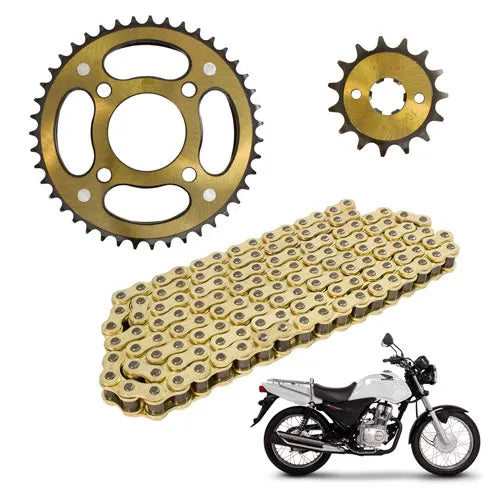 Kit de tracción para Cargo 150 43D 15D 428H x 122L con cadena reforzada dorada Leiruki