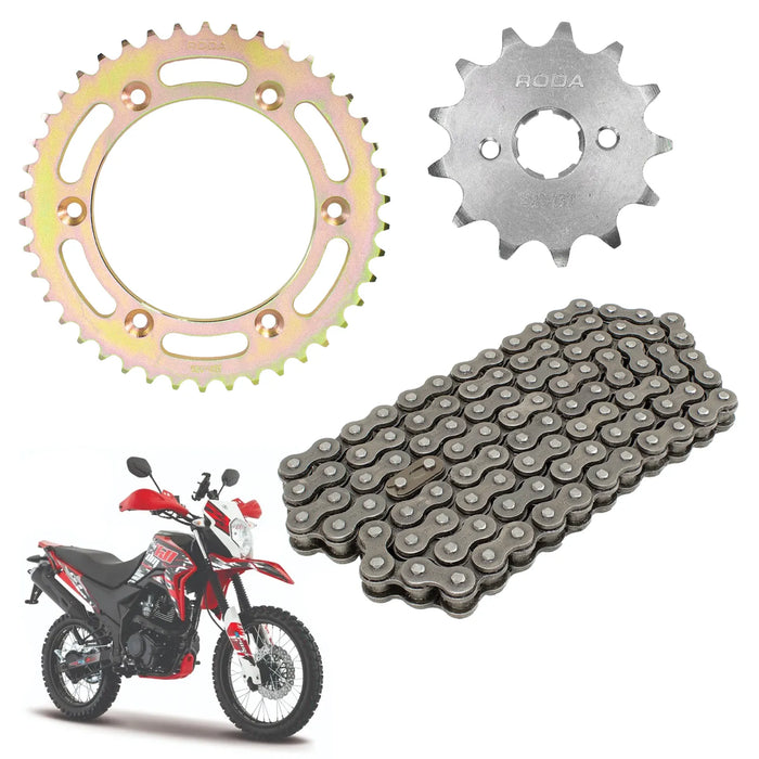Kit de tracción para Dm150 roja 42x13 cadena 520h x 102l Roda