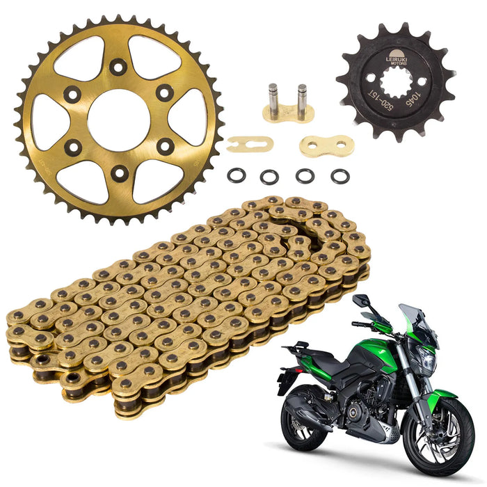 Kit de tracción para Dominar 400 43D y 15D cadena reforzada con O-ring 520 H x 120 L dorada Leiruki