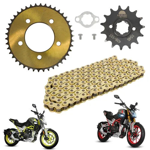 Kit de tracción para Nitrox 250 Nitrox 300 42D y 15D cadena reforzada 428 H x 128 L dorada Leiruki